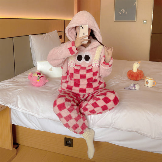 Cute SpongeBob SquarePants Coral Fleece Pajamas2023Autumn and Winter Thickened Fleece Flannel Pajamas Loungewear