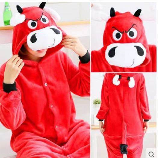 Foreign Trade New Flannel Cartoon Animal Onesie Pajamas Sullivan Couple Parent-Child Onesie Pajamas Homewear