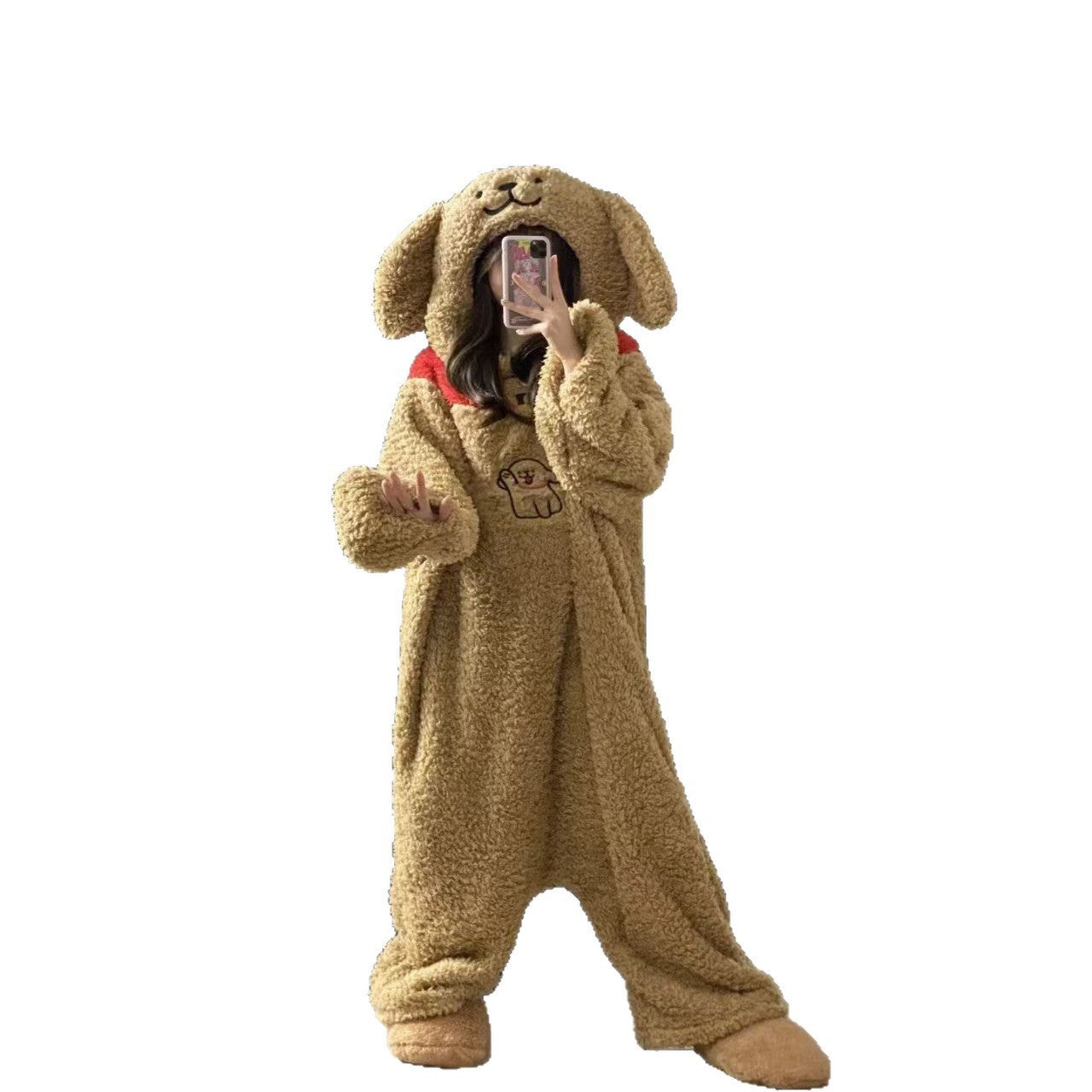Hot-Selling Cute Puppy Couple One-Piece Thickened Cold-Resistant Pajamas Coral New Home Wear Dormitory Suitable for Outdoor and Home Use