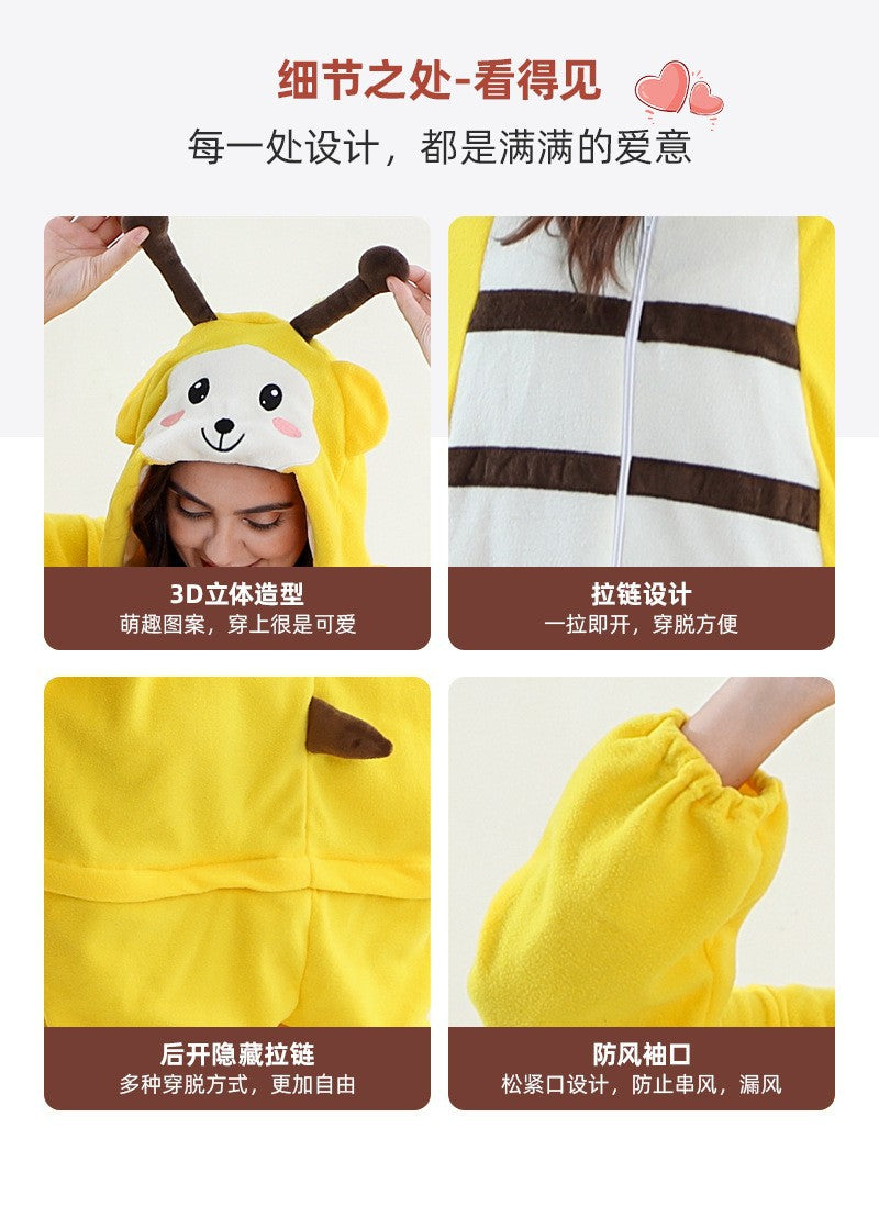 2024New Fleece One-Piece Jumpsuit Home Parent-Child Outfit Cross-Border Middle Child Adult One-Piece Performance Homewear