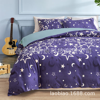 Cross-Border Foreign Trade Source US UK Size Amazon Printed Luminous Series Duvet Cover Pillowcase Bedding Three-Piece Set