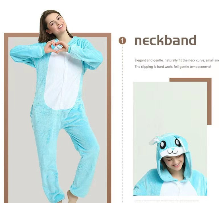 Foreign Trade New Flannel Cartoon Animal Onesie Pajamas Sullivan Couple Parent-Child Onesie Pajamas Homewear
