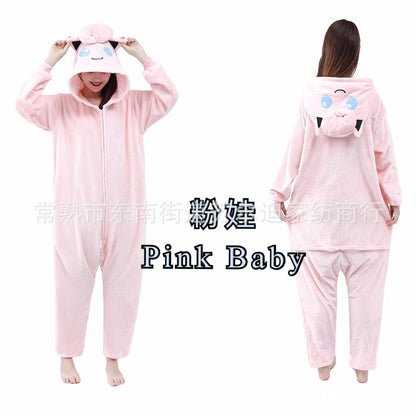 Manufacturer Wholesale Flannel Cartoon Animal Onesie Pajamas Goku Zipper Style Unisex Homewear Mixed Batch