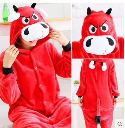 Foreign Trade New Flannel Cartoon Animal Onesie Pajamas Sullivan Couple Parent-Child Onesie Pajamas Homewear