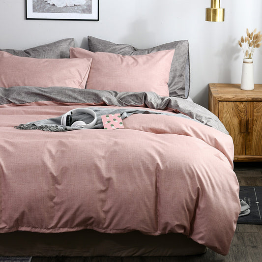 wish Amazon ebay Cross-Border Hot-Selling Bedding Texture Plain Color Duvet Cover Pillowcase Without Bed Sheet Three-Piece Set