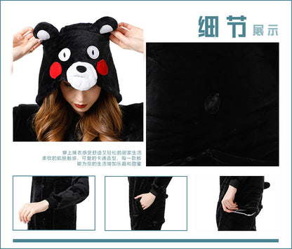 Cartoon Men and Women Winter Coral Home Wear New Couple Flannel Unicorn Pegasus Animal One-piece Pajamas