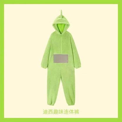 2024Internet Celebrity Hot-Selling Cartoon Teletubbies Pajamas Couple Winter Thickened Coral Fleece One-Piece Pajamas Homewear