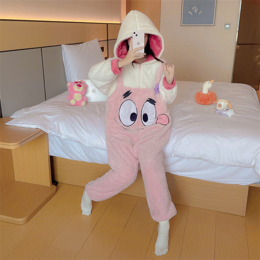2023Autumn and Winter Cute Style Teletubbies Coral Fleece Thickened Flannel Homewear Set One-Piece Pajamas