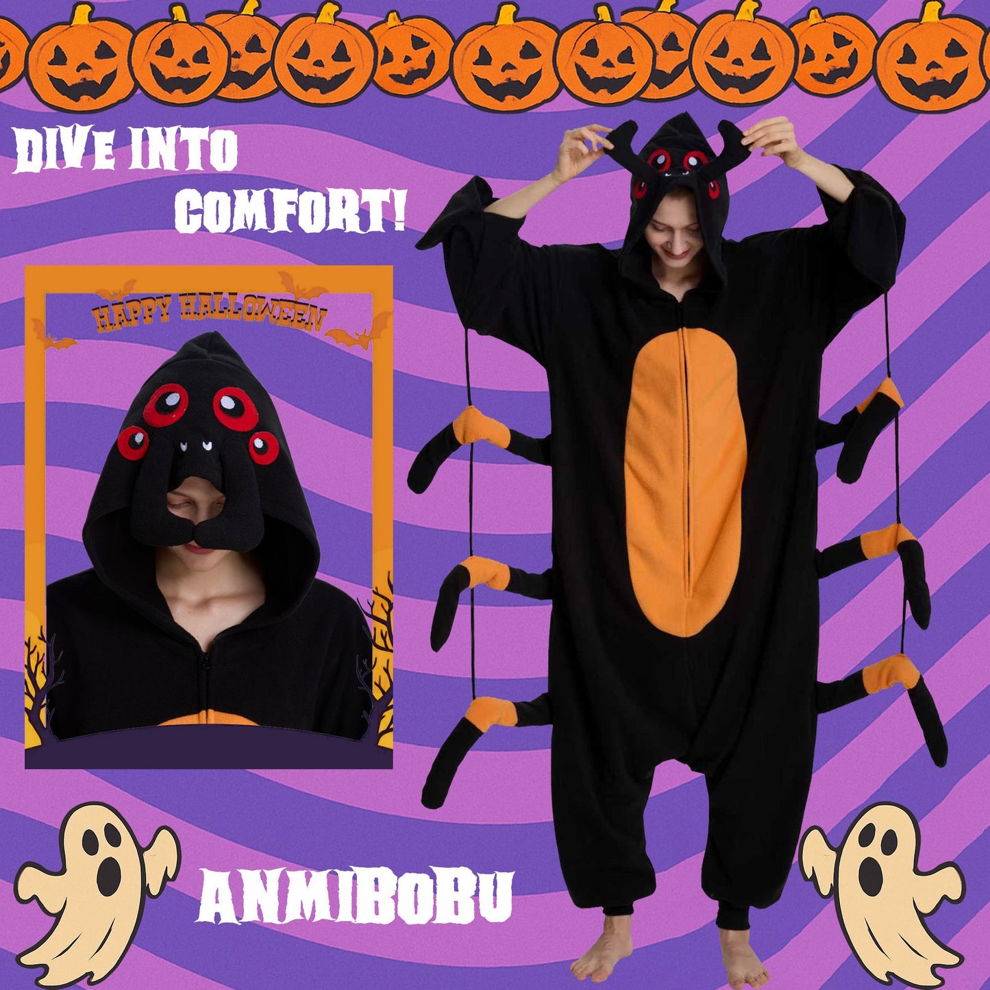 Cross-Border Cartoon Animal Onesie Pajamas Funny Party Animal Costume Onesie Halloween Outfit Funny Crocodile Spider