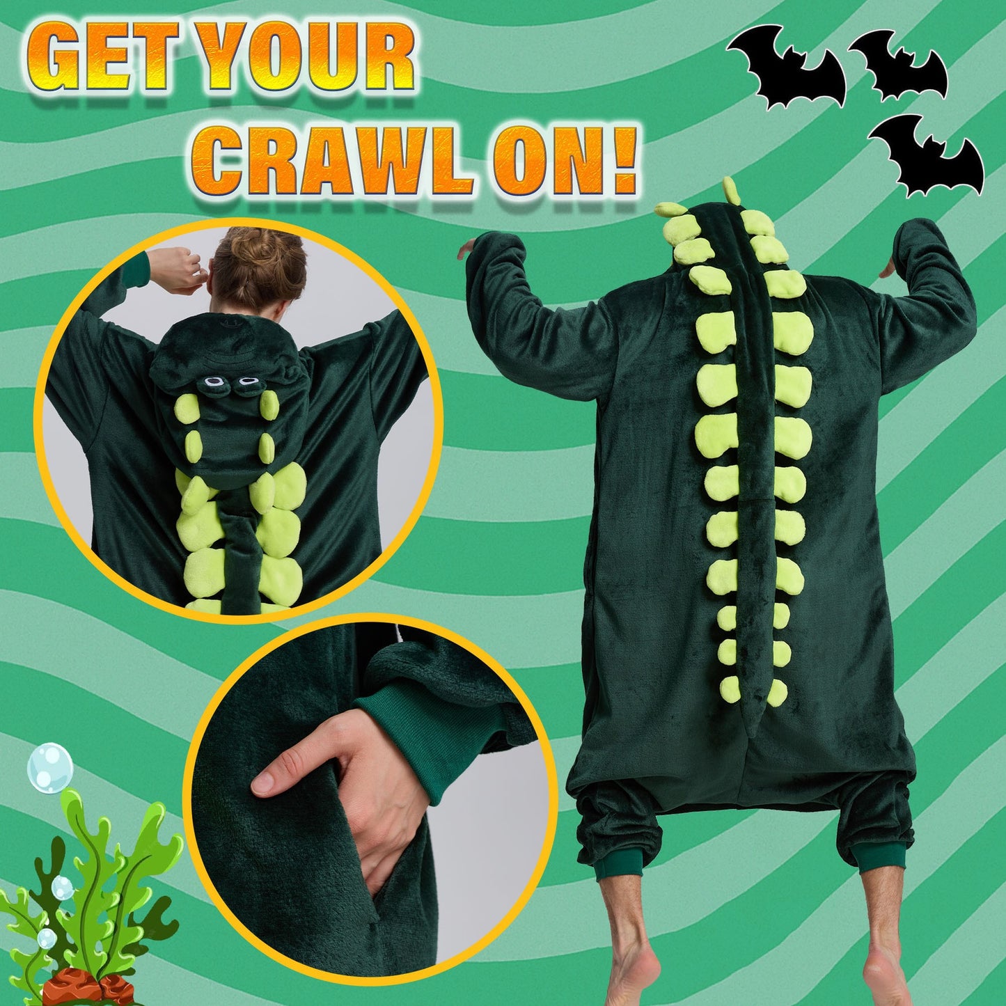 Cross-Border Cartoon Animal Onesie Pajamas Funny Party Animal Costume Onesie Halloween Outfit Funny Crocodile Spider