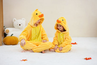 Big Yellow Duck New Flannel Onesie Big Kids Onesie Pajamas Cross-Border Flannel Animal Pajamas Performance Costume