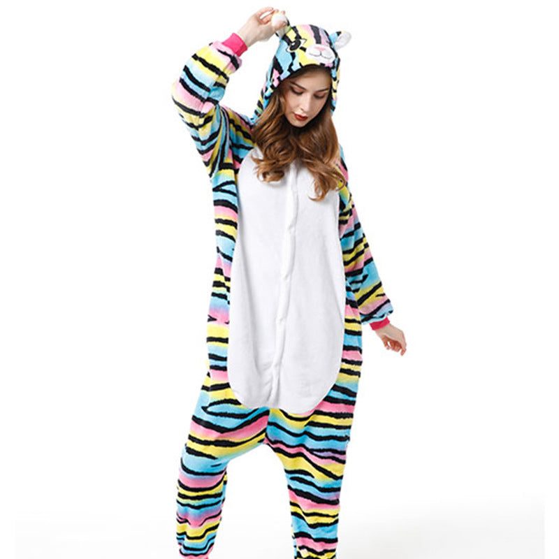 Foreign Trade New Flannel Cartoon Animal Onesie Pajamas Sullivan Couple Parent-Child Onesie Pajamas Homewear
