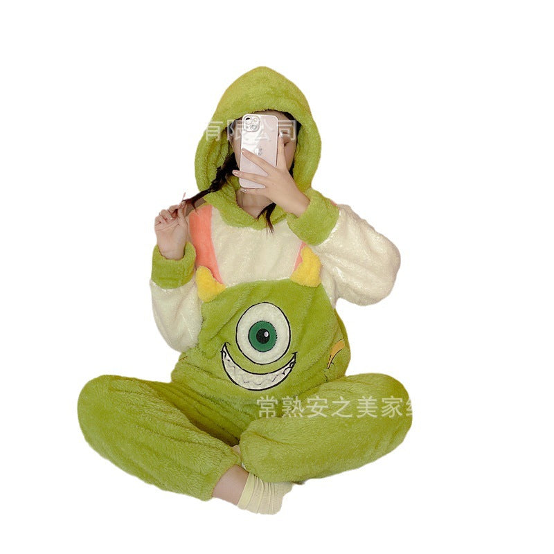 Cute cinnamon dog coral fleece pajamas2023Autumn and winter fleece-lined thickened flannel pajamas loungewear