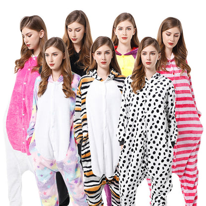 Foreign Trade New Flannel Cartoon Animal Onesie Pajamas Sullivan Couple Parent-Child Onesie Pajamas Homewear