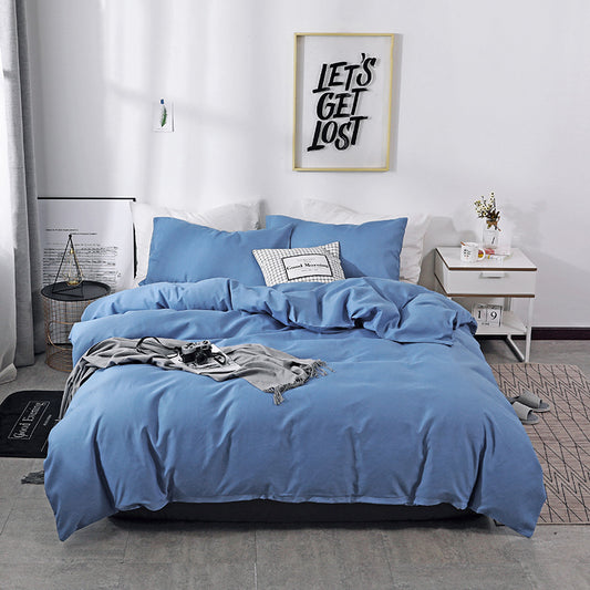 Cross-Border E-commerce Hot-Selling Bedding Solid Color Brushed Cotton Three-Piece Set Plain Color Can Be Matched with Multiple Sets Bed Sheet Bed Skirt Pillowcase