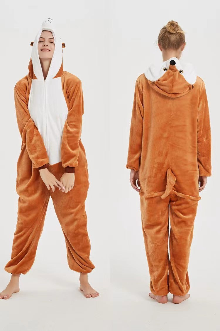 Foreign Trade New Flannel Cartoon Animal Onesie Pajamas Sullivan Couple Parent-Child Onesie Pajamas Homewear