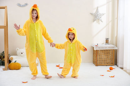 Big Yellow Duck New Flannel Onesie Big Kids Onesie Pajamas Cross-Border Flannel Animal Pajamas Performance Costume