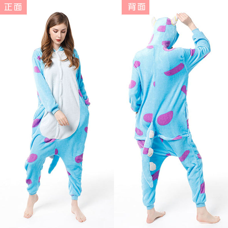 Manufacturer Wholesale Flannel Cartoon Animal Onesie Pajamas Goku Zipper Style Unisex Homewear Mixed Batch