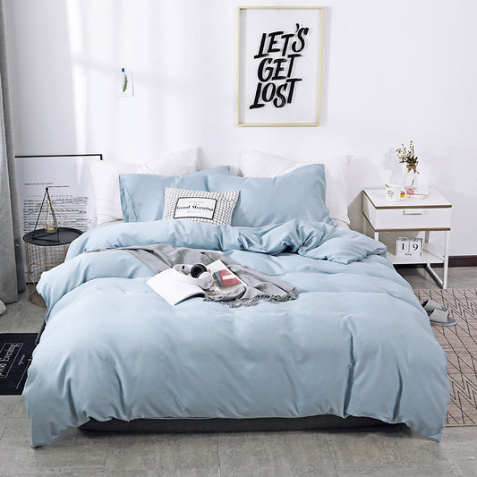 Cross-Border E-commerce Hot-Selling Bedding Solid Color Brushed Cotton Three-Piece Set Plain Color Can Be Matched with Multiple Sets Bed Sheet Bed Skirt Pillowcase