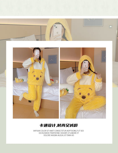 Cute cinnamon dog coral fleece pajamas2023Autumn and winter fleece-lined thickened flannel pajamas loungewear