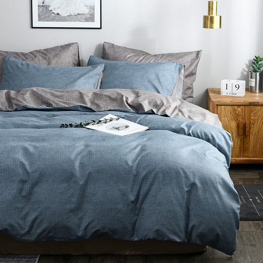 wish Amazon ebay Cross-Border Hot-Selling Bedding Texture Plain Color Duvet Cover Pillowcase Without Bed Sheet Three-Piece Set