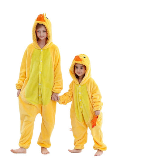 Big Yellow Duck New Flannel Onesie Big Kids Onesie Pajamas Cross-Border Flannel Animal Pajamas Performance Costume