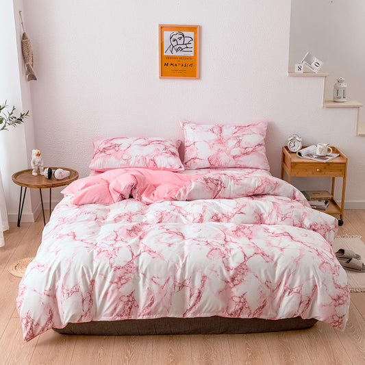 Aliexpress Amazon wish Bedding Marble Pattern Solid Color Printed Duvet Cover Bed Sheet Three or Four Piece Set
