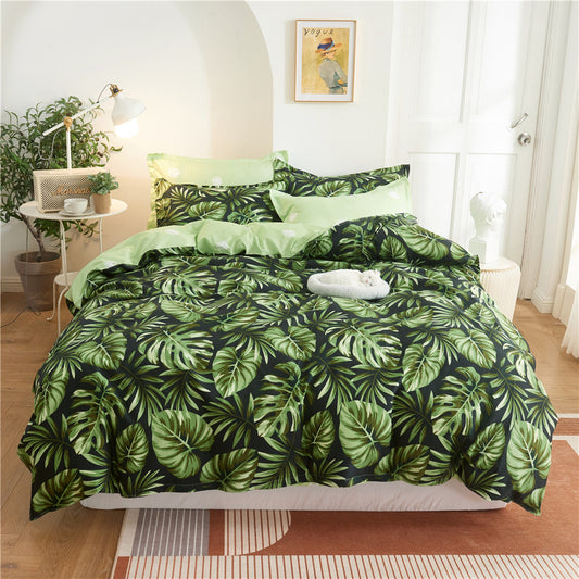 Cross-Border Supply wish Active Printing Three-Piece Set European and American Style Plant Flower Butterfly Duvet Cover Pillowcase Bedding