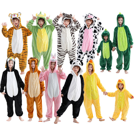 michley Flannel Large Children's Jumpsuit Animal Design One-Piece Outfit Cross-Border Homewear Party Performance Costume