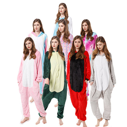 Foreign Trade New Flannel Cartoon Animal Onesie Pajamas Sullivan Couple Parent-Child Onesie Pajamas Homewear