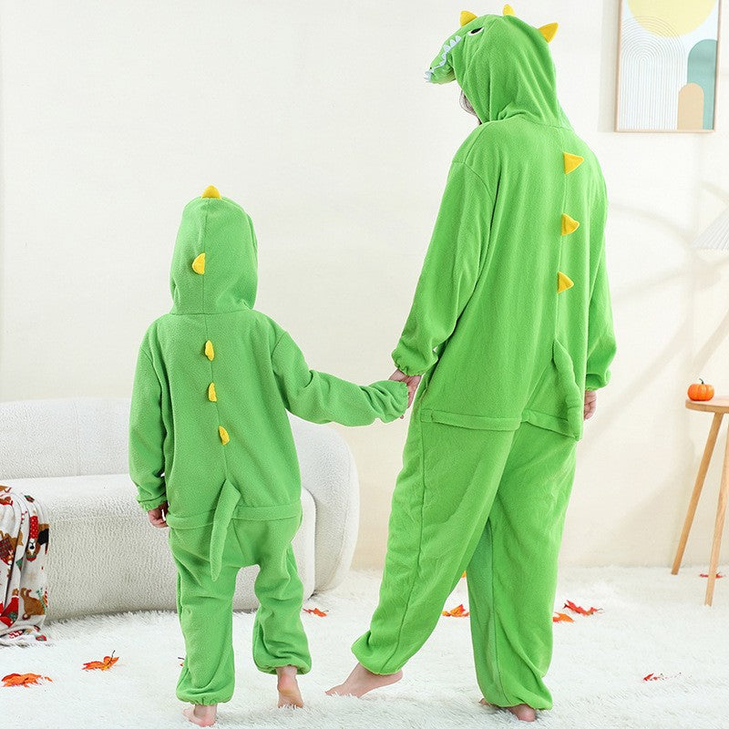 2024New Fleece One-Piece Jumpsuit Home Parent-Child Outfit Cross-Border Middle Child Adult One-Piece Performance Homewear
