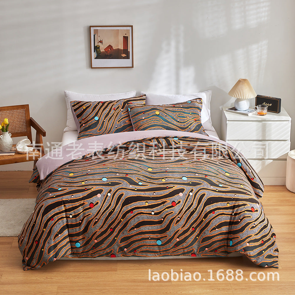 Cross-Border Foreign Trade Source US UK Size Amazon Printed Luminous Series Duvet Cover Pillowcase Bedding Three-Piece Set
