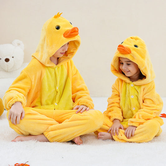 michley Flannel Large Children's Jumpsuit Animal Design One-Piece Outfit Cross-Border Homewear Party Performance Costume