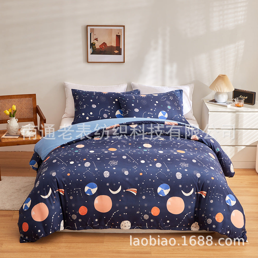 Cross-Border Foreign Trade Source US UK Size Amazon Printed Luminous Series Duvet Cover Pillowcase Bedding Three-Piece Set