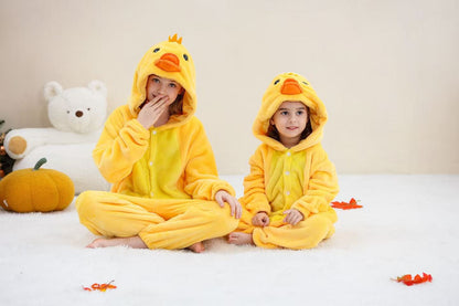 Big Yellow Duck New Flannel Onesie Big Kids Onesie Pajamas Cross-Border Flannel Animal Pajamas Performance Costume