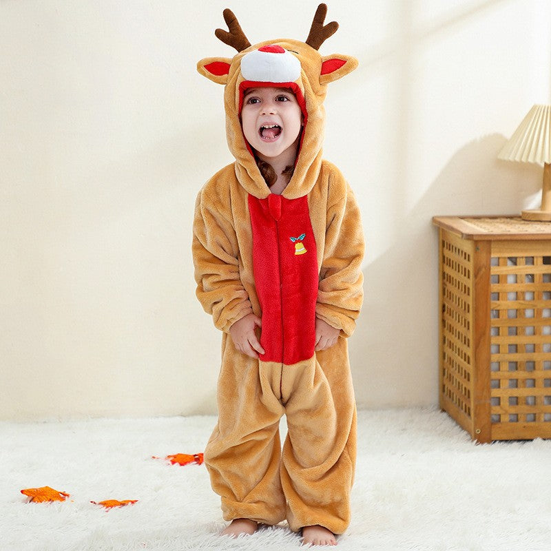 New Children's Jumpsuit Cross-Border Halloween Festival Outfit Christmas Jumpsuit Flannel Romper Performance Costume