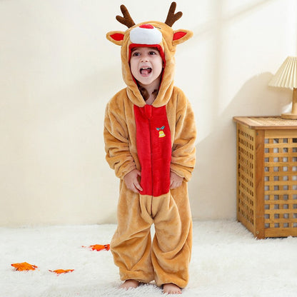 New Children's Jumpsuit Cross-Border Halloween Festival Outfit Christmas Jumpsuit Flannel Romper Performance Costume
