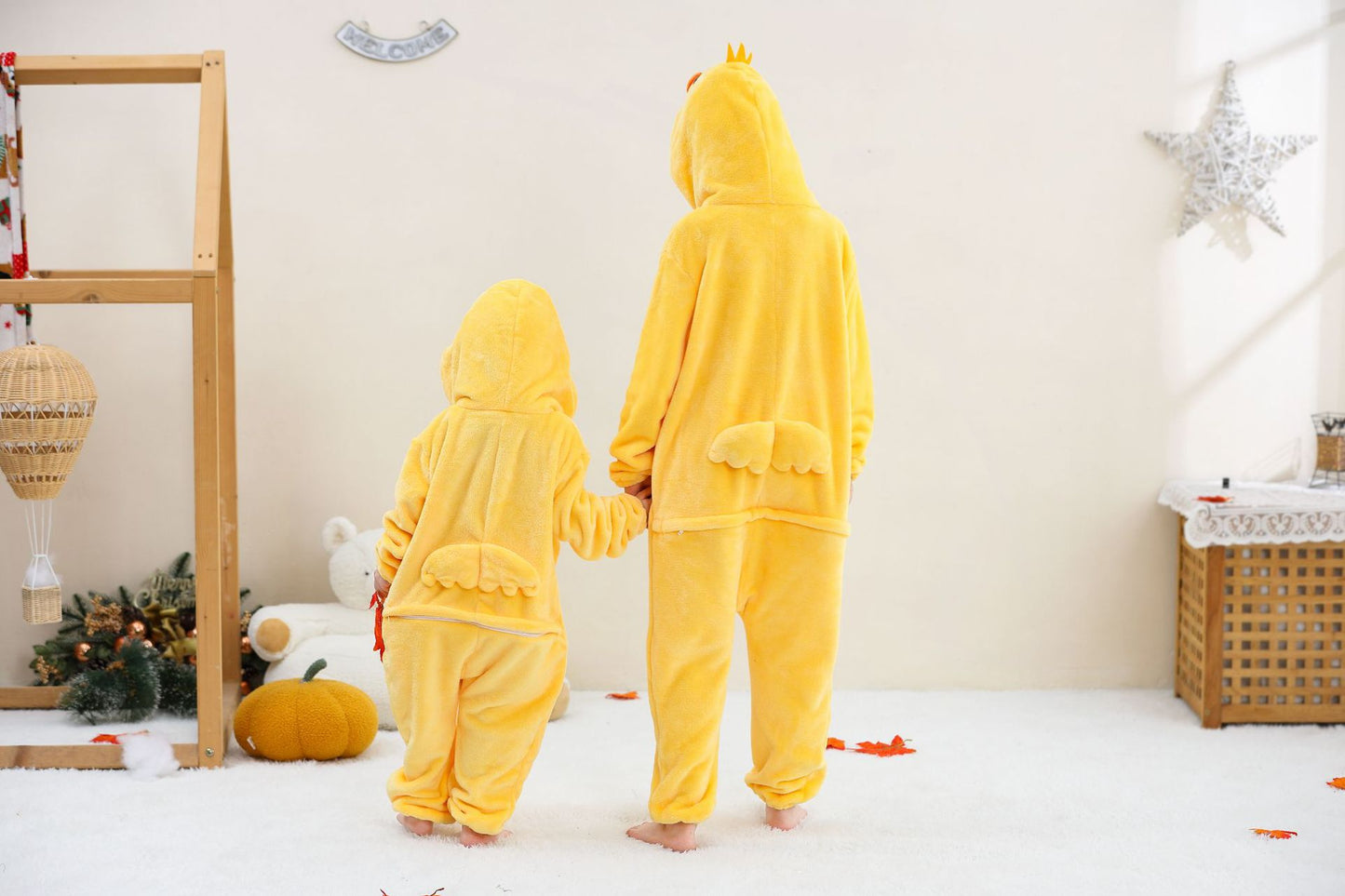 Big Yellow Duck New Flannel Onesie Big Kids Onesie Pajamas Cross-Border Flannel Animal Pajamas Performance Costume