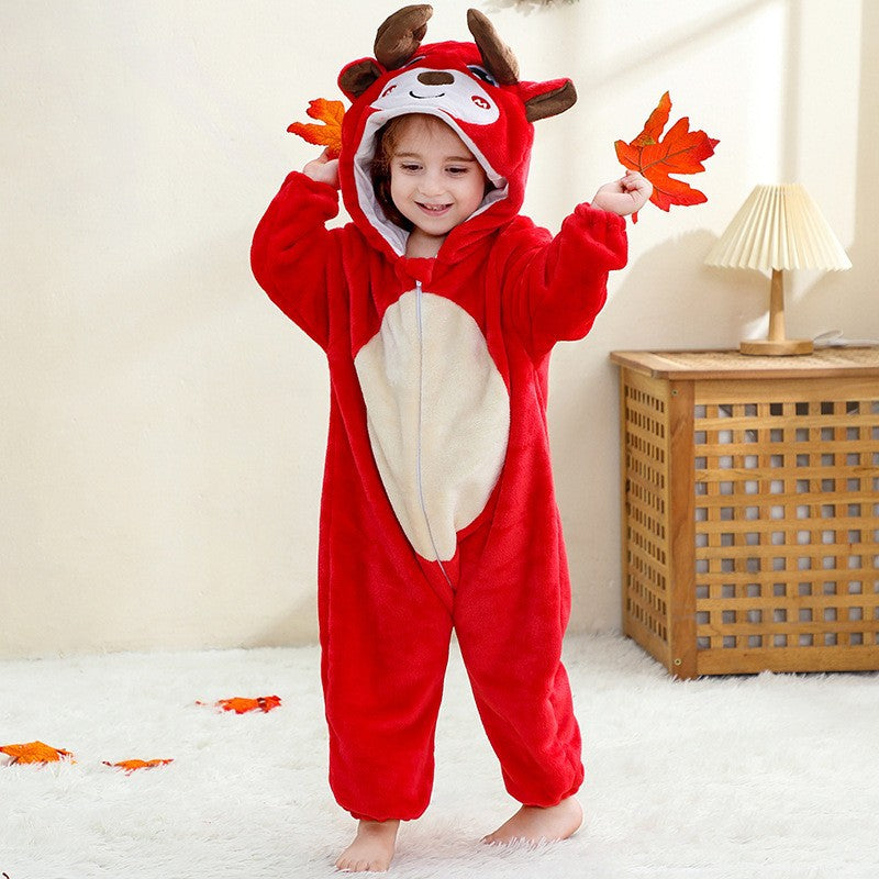 New Children's Jumpsuit Cross-Border Halloween Festival Outfit Christmas Jumpsuit Flannel Romper Performance Costume