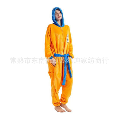Manufacturer Wholesale Flannel Cartoon Animal Onesie Pajamas Goku Zipper Style Unisex Homewear Mixed Batch