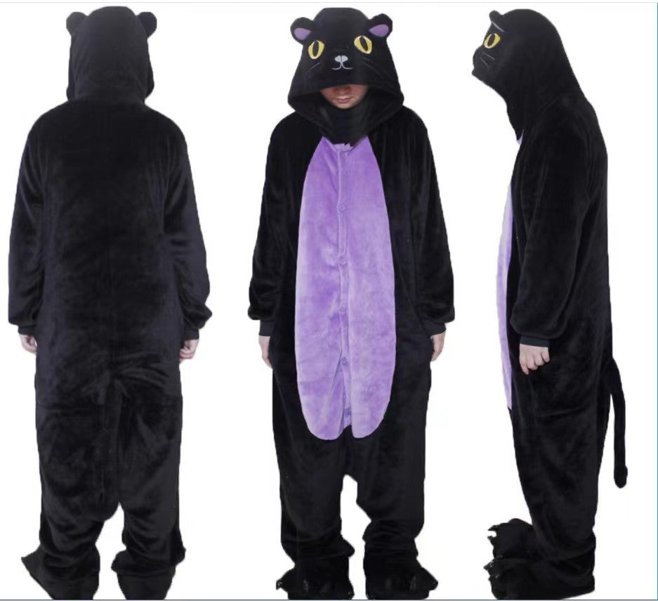 Foreign Trade New Flannel Cartoon Animal Onesie Pajamas Sullivan Couple Parent-Child Onesie Pajamas Homewear