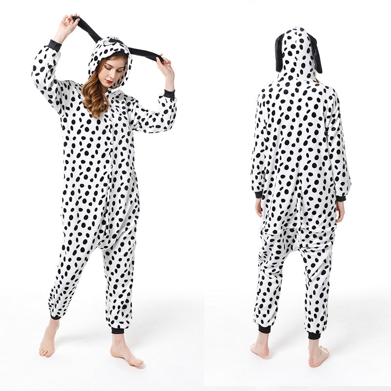 Cartoon Men and Women Winter Coral Home Wear New Couple Flannel Unicorn Pegasus Animal One-piece Pajamas