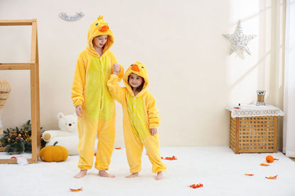 Big Yellow Duck New Flannel Onesie Big Kids Onesie Pajamas Cross-Border Flannel Animal Pajamas Performance Costume
