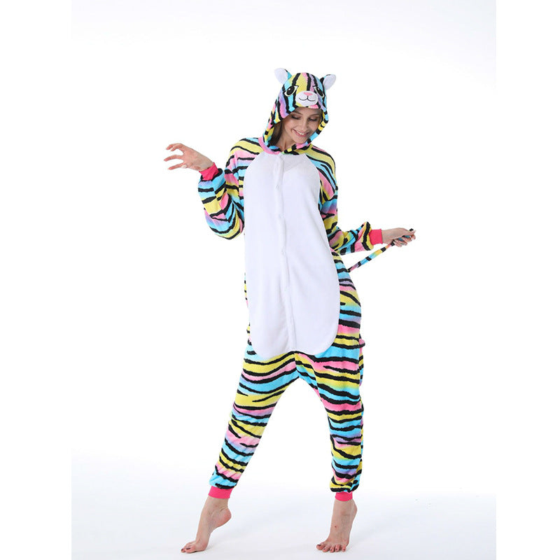 Foreign Trade New Flannel Cartoon Animal Onesie Pajamas Sullivan Couple Parent-Child Onesie Pajamas Homewear