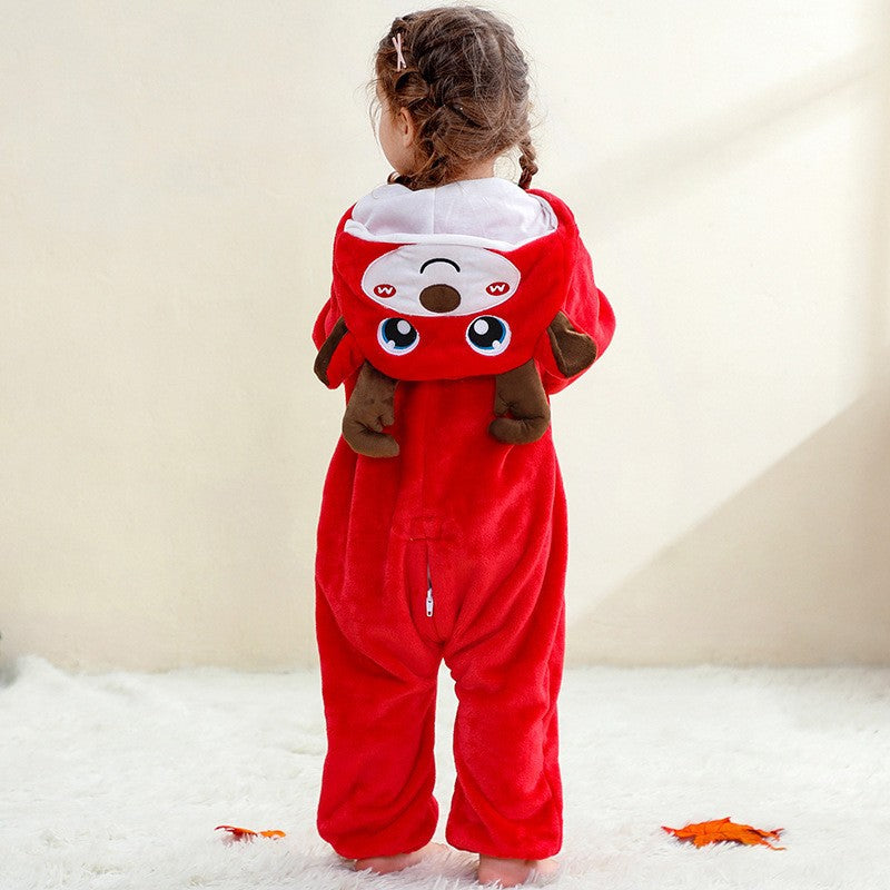 New Children's Jumpsuit Cross-Border Halloween Festival Outfit Christmas Jumpsuit Flannel Romper Performance Costume
